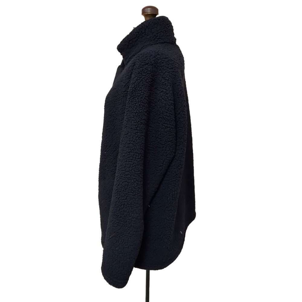 Zenana Jacket Womens L Fleece Teddy Bear Full Zip High Mock Neck Coat Black - Picture 3 of 10
